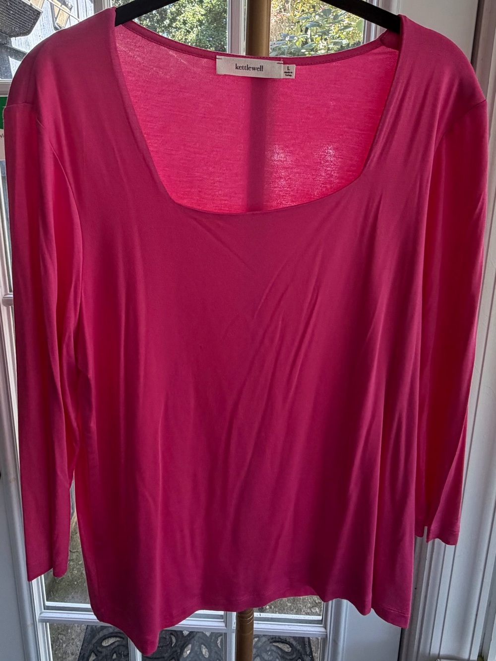 Kettlewell Scoop Neck Long Sleeve Tee in Bright Fuchsia